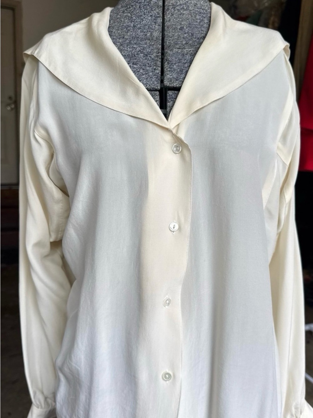 Fenn Wright Manson Cream Button-Front Blouse with Sailor Collar